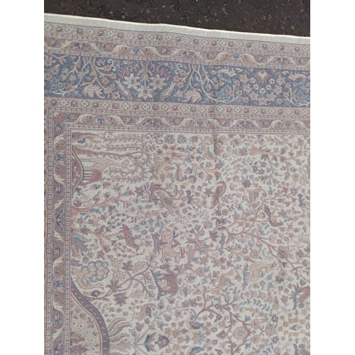 2196 - LARGE FULL PILE IVORY GROUND CASHMERE CARPET WITH ALL OVER TREE OF LIFE DESIGN WITH SURROUNDING BLUE... 