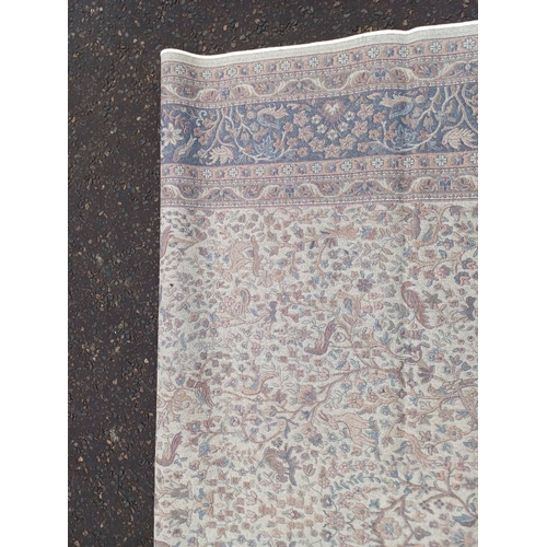 2196 - LARGE FULL PILE IVORY GROUND CASHMERE CARPET WITH ALL OVER TREE OF LIFE DESIGN WITH SURROUNDING BLUE... 