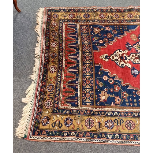 2231 - RED & BLUE GROUND TURKISH CARPET WITH ALL OVER DESIGN