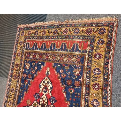 2231 - RED & BLUE GROUND TURKISH CARPET WITH ALL OVER DESIGN