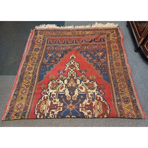 2231 - RED & BLUE GROUND TURKISH CARPET WITH ALL OVER DESIGN