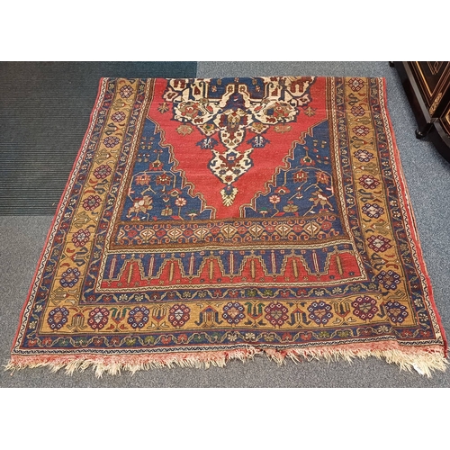 2231 - RED & BLUE GROUND TURKISH CARPET WITH ALL OVER DESIGN