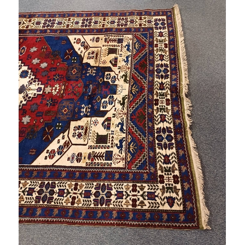 2234 - BLUE & BEIGE GROUND TURKISH CARPET WITH ALL OVER DESIGN & BORDER