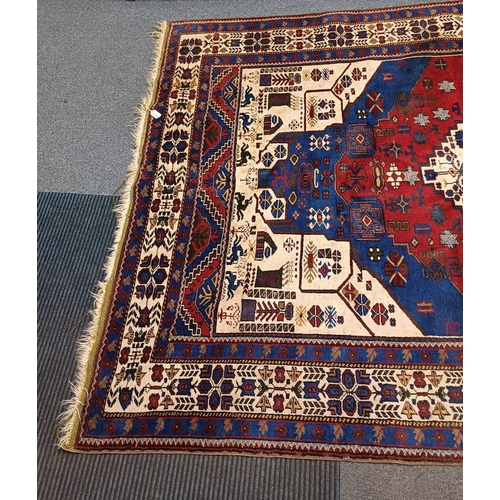 2234 - BLUE & BEIGE GROUND TURKISH CARPET WITH ALL OVER DESIGN & BORDER