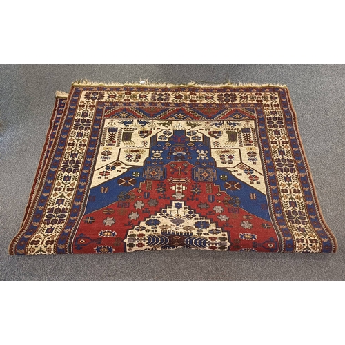 2234 - BLUE & BEIGE GROUND TURKISH CARPET WITH ALL OVER DESIGN & BORDER