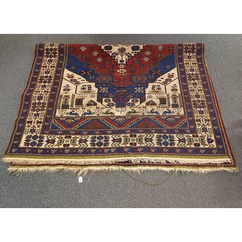 2234 - BLUE & BEIGE GROUND TURKISH CARPET WITH ALL OVER DESIGN & BORDER