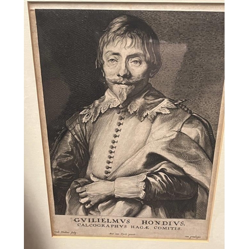 1032 - 11 FRAMED PORTRAIT ETCHING & ENGRAVINGS AFTER SIR ANTHONY VAN DYCK FROM ICONES PRINCIPUM VIRORUM, LA... 
