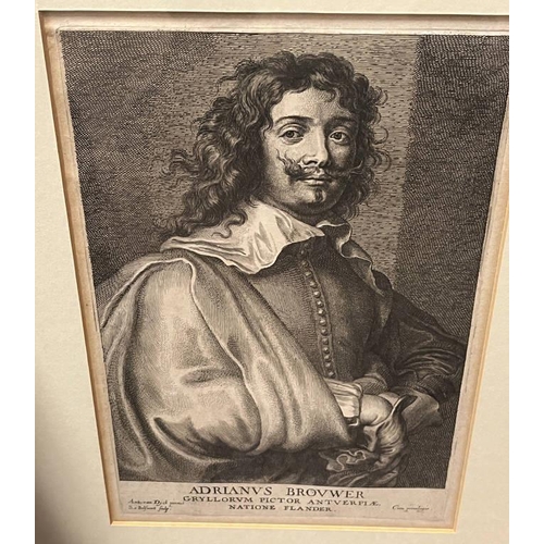 1032 - 11 FRAMED PORTRAIT ETCHING & ENGRAVINGS AFTER SIR ANTHONY VAN DYCK FROM ICONES PRINCIPUM VIRORUM, LA... 