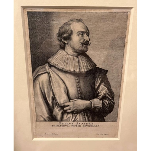 1032 - 11 FRAMED PORTRAIT ETCHING & ENGRAVINGS AFTER SIR ANTHONY VAN DYCK FROM ICONES PRINCIPUM VIRORUM, LA... 
