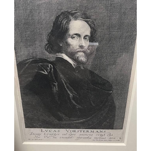 1032 - 11 FRAMED PORTRAIT ETCHING & ENGRAVINGS AFTER SIR ANTHONY VAN DYCK FROM ICONES PRINCIPUM VIRORUM, LA... 