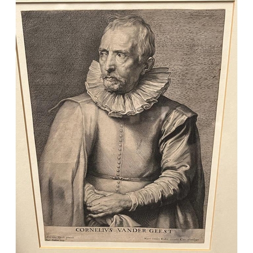 1032 - 11 FRAMED PORTRAIT ETCHING & ENGRAVINGS AFTER SIR ANTHONY VAN DYCK FROM ICONES PRINCIPUM VIRORUM, LA... 