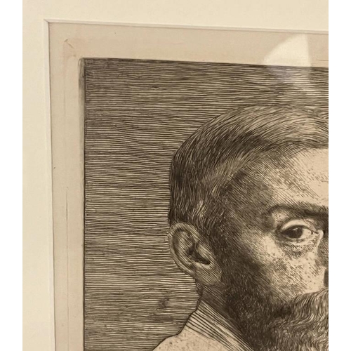 1045 - A FRAMED ETCHING OF LAURENCE BINYON BY SIR WILLIAM STRANG, PROOF, SIGNED & INSCRIBED.40 X 28 CM & AN... 