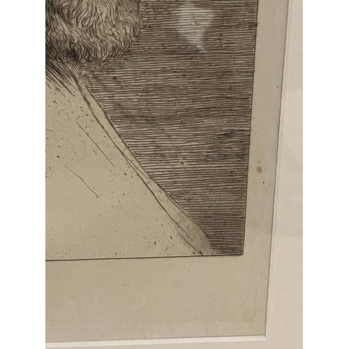 1045 - A FRAMED ETCHING OF LAURENCE BINYON BY SIR WILLIAM STRANG, PROOF, SIGNED & INSCRIBED.40 X 28 CM & AN... 