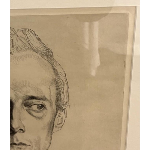 1045 - A FRAMED ETCHING OF LAURENCE BINYON BY SIR WILLIAM STRANG, PROOF, SIGNED & INSCRIBED.40 X 28 CM & AN... 