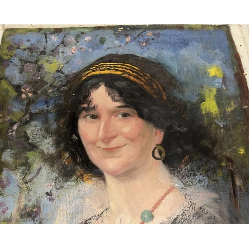1066 - DAVID WATERSON PORTRAITS OF YOUNG LADIES UNSIGNED 5 UNFRAMED OIL ON CANVAS PAINTINGS LARGEST  46 CM ... 