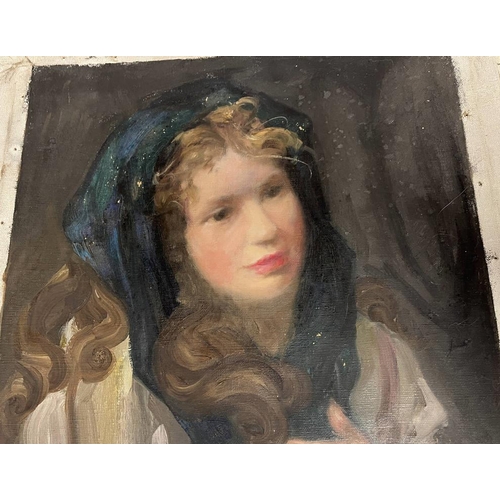 1066 - DAVID WATERSON PORTRAITS OF YOUNG LADIES UNSIGNED 5 UNFRAMED OIL ON CANVAS PAINTINGS LARGEST  46 CM ... 