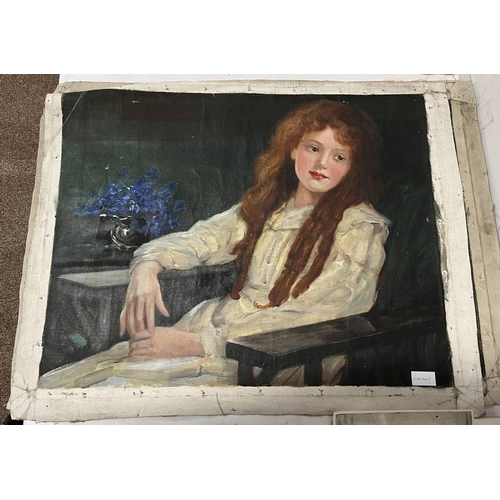 1071 - DAVID WATERSON 'PORTRAITS OF A RED HAIRED LADY (NAN) 1 SIGNED WITH INITIALS 3 UNFRAMED OIL ON CANVAS... 