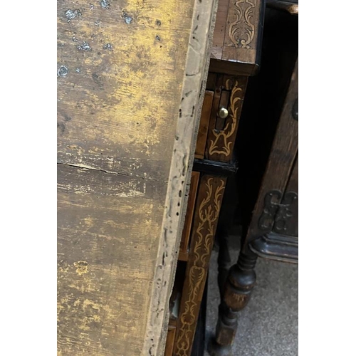 11 - 18TH/19TH CENTURY CONTINENTAL WALNUT DOUBLE DOMED TOP BUREAU BOOKCASE WITH 2 PANEL DOORS OVER FALL F... 