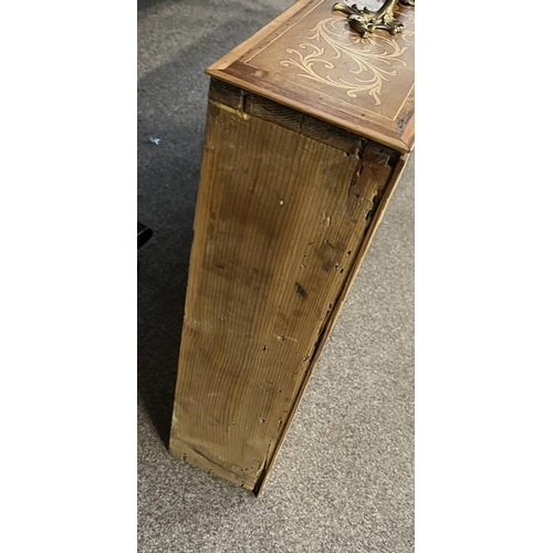 11 - 18TH/19TH CENTURY CONTINENTAL WALNUT DOUBLE DOMED TOP BUREAU BOOKCASE WITH 2 PANEL DOORS OVER FALL F... 