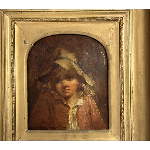 1200 - THOMAS FAED A YOUNG SHEPHERD  LABEL & RECEIPT TO REVERSE UNSIGNED GILT FRAMED OIL PAINTING 16 X 13 C... 