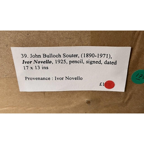 1240 - JOHN BULLOCH SOUTER - (ARR) PORTRAIT OF IVOR NOVELLO SIGNED & DATED  PROVENANCE IVOR NOVELLO WITH LA... 