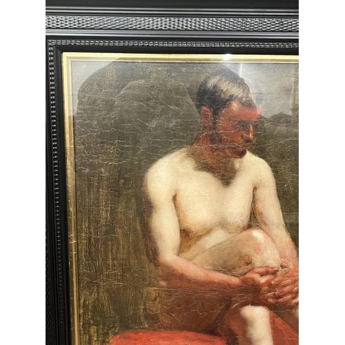 1280 - JOHN HENRY LORIMER 'SEATED NUDE' SIGNED FRAMED OIL PAINTING 67 CM X 49 CM