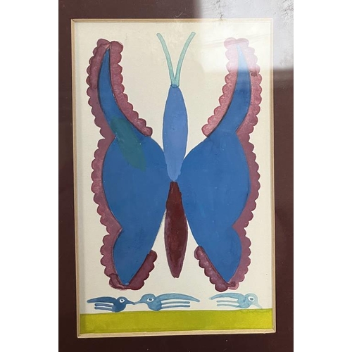 1309 - SCOTTIE WILSON (ARR) 'BUTTERFLIES' SIGNED 6 IN A FRAMED MOUNT GOUACHE EACH 13 CM X 8 CM PROVENANCE C... 