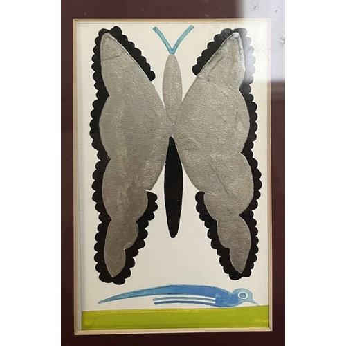 1309 - SCOTTIE WILSON (ARR) 'BUTTERFLIES' SIGNED 6 IN A FRAMED MOUNT GOUACHE EACH 13 CM X 8 CM PROVENANCE C... 