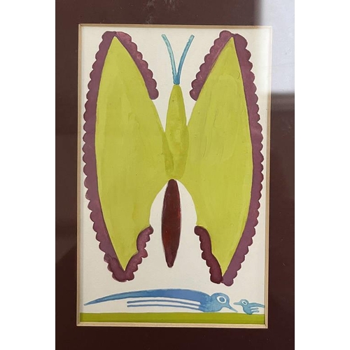 1309 - SCOTTIE WILSON (ARR) 'BUTTERFLIES' SIGNED 6 IN A FRAMED MOUNT GOUACHE EACH 13 CM X 8 CM PROVENANCE C... 