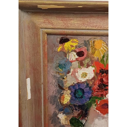 1333 - DAVID MCLURE - (ARR)  'FLOWERS IN A WHITE JUG' SIGNED  FRAMED OIL PAINTING 37 CM X 29 CM