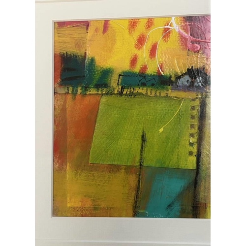 1380 - FRANCIS BOAG - (ARR) 'COTTAGE AND FIELDS' SIGNED FRAMED MIXED MEDIA 19CM X 24 CM