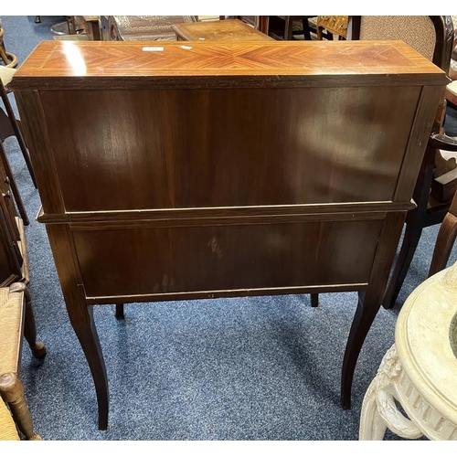 151 - 19TH CENTURY STYLE KINGWOOD CYLINDER BUREAU WITH ROLL-TOP FITTED INTERIOR OVER 2 DRAWERS ON SHAPED S... 