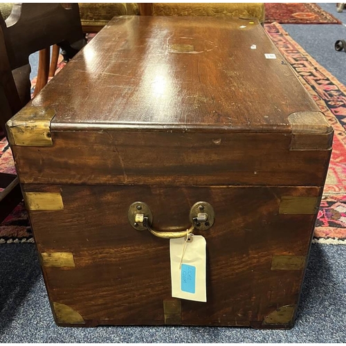 161 - 19TH CENTURY BRASS BOUND CAMPHORWOOD TRUNK - 89 CM WIDE