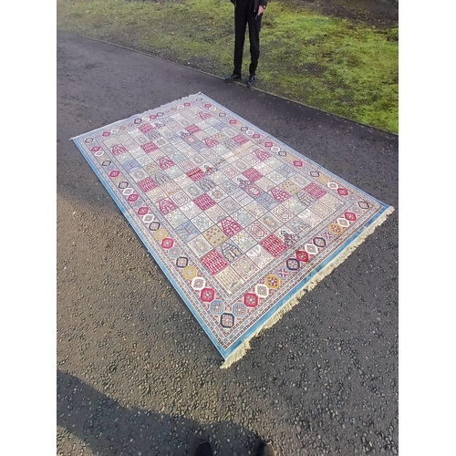 2058 - DUCK EGG BLUE GROUND CASHMERE CARPET WITH ALL OVER PERSIAN PANEL DESIGN 305 X 192CM