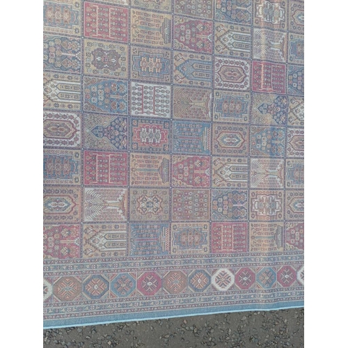 2058 - DUCK EGG BLUE GROUND CASHMERE CARPET WITH ALL OVER PERSIAN PANEL DESIGN 305 X 192CM