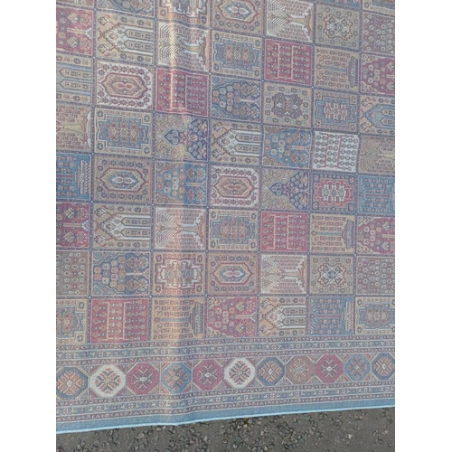 2058 - DUCK EGG BLUE GROUND CASHMERE CARPET WITH ALL OVER PERSIAN PANEL DESIGN 305 X 192CM