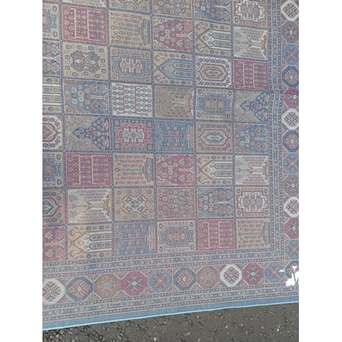 2058 - DUCK EGG BLUE GROUND CASHMERE CARPET WITH ALL OVER PERSIAN PANEL DESIGN 305 X 192CM