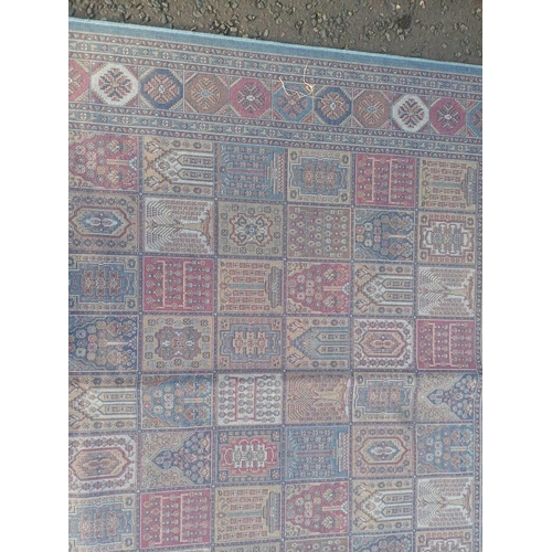 2058 - DUCK EGG BLUE GROUND CASHMERE CARPET WITH ALL OVER PERSIAN PANEL DESIGN 305 X 192CM