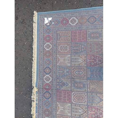 2058 - DUCK EGG BLUE GROUND CASHMERE CARPET WITH ALL OVER PERSIAN PANEL DESIGN 305 X 192CM