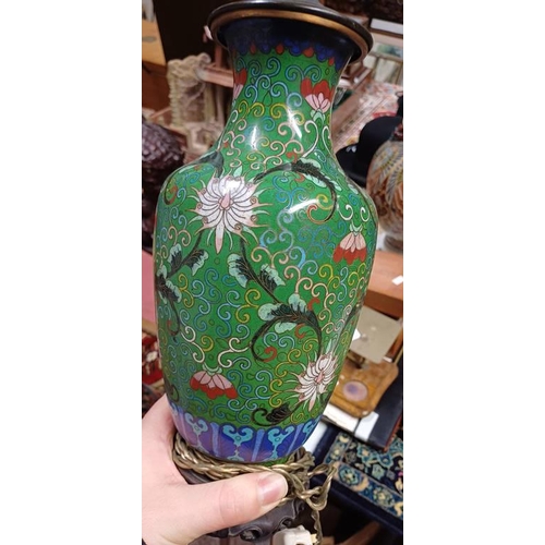 2093 - ORIENTAL CLOISONNE TABLE LAMP 33CM TALL & 1 OTHER -2-