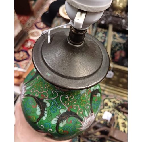 2093 - ORIENTAL CLOISONNE TABLE LAMP 33CM TALL & 1 OTHER -2-