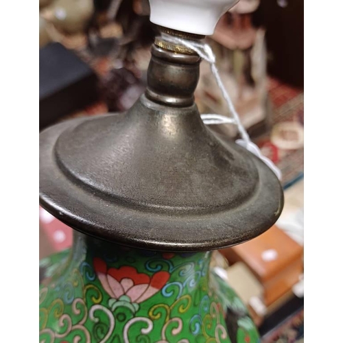 2093 - ORIENTAL CLOISONNE TABLE LAMP 33CM TALL & 1 OTHER -2-