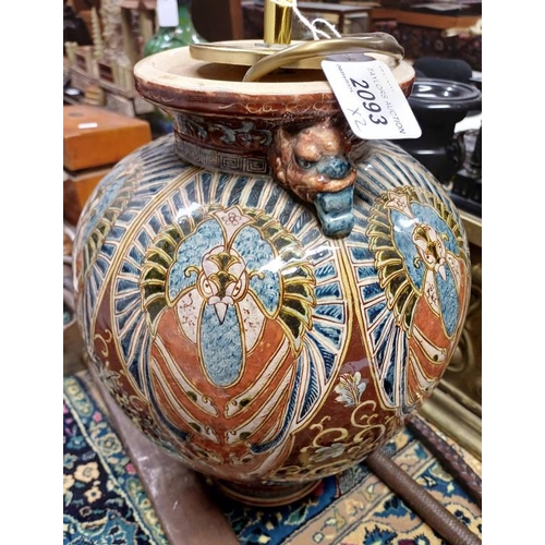 2093 - ORIENTAL CLOISONNE TABLE LAMP 33CM TALL & 1 OTHER -2-
