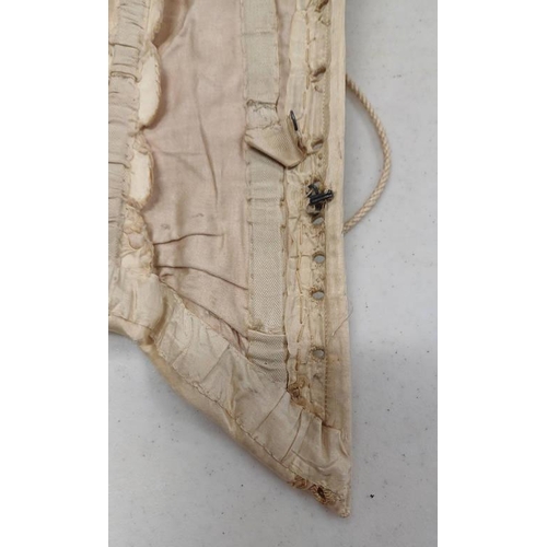 2103 - LATE 19TH CENTURY WOMEN'S IVORY WEDDING DRESS BY SYKES, LONDON WITH BULLION THREAD & BEADED PANEL TO... 