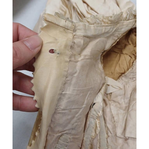 2103 - LATE 19TH CENTURY WOMEN'S IVORY WEDDING DRESS BY SYKES, LONDON WITH BULLION THREAD & BEADED PANEL TO... 