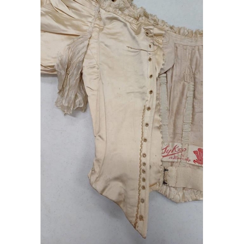 2103 - LATE 19TH CENTURY WOMEN'S IVORY WEDDING DRESS BY SYKES, LONDON WITH BULLION THREAD & BEADED PANEL TO... 