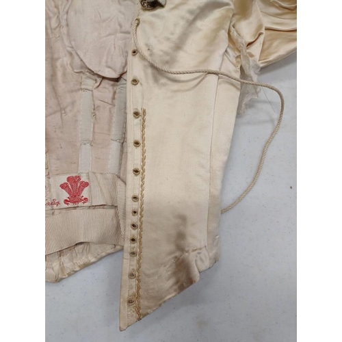 2103 - LATE 19TH CENTURY WOMEN'S IVORY WEDDING DRESS BY SYKES, LONDON WITH BULLION THREAD & BEADED PANEL TO... 