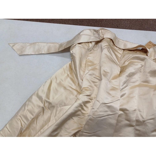 2103 - LATE 19TH CENTURY WOMEN'S IVORY WEDDING DRESS BY SYKES, LONDON WITH BULLION THREAD & BEADED PANEL TO... 