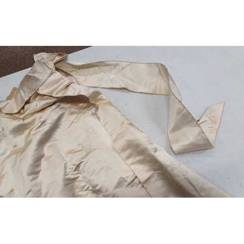 2103 - LATE 19TH CENTURY WOMEN'S IVORY WEDDING DRESS BY SYKES, LONDON WITH BULLION THREAD & BEADED PANEL TO... 
