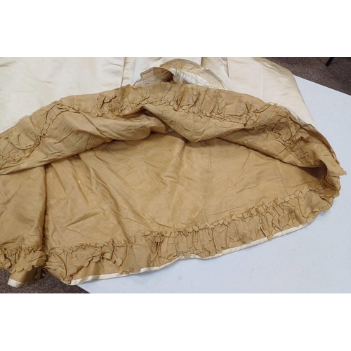 2103 - LATE 19TH CENTURY WOMEN'S IVORY WEDDING DRESS BY SYKES, LONDON WITH BULLION THREAD & BEADED PANEL TO... 